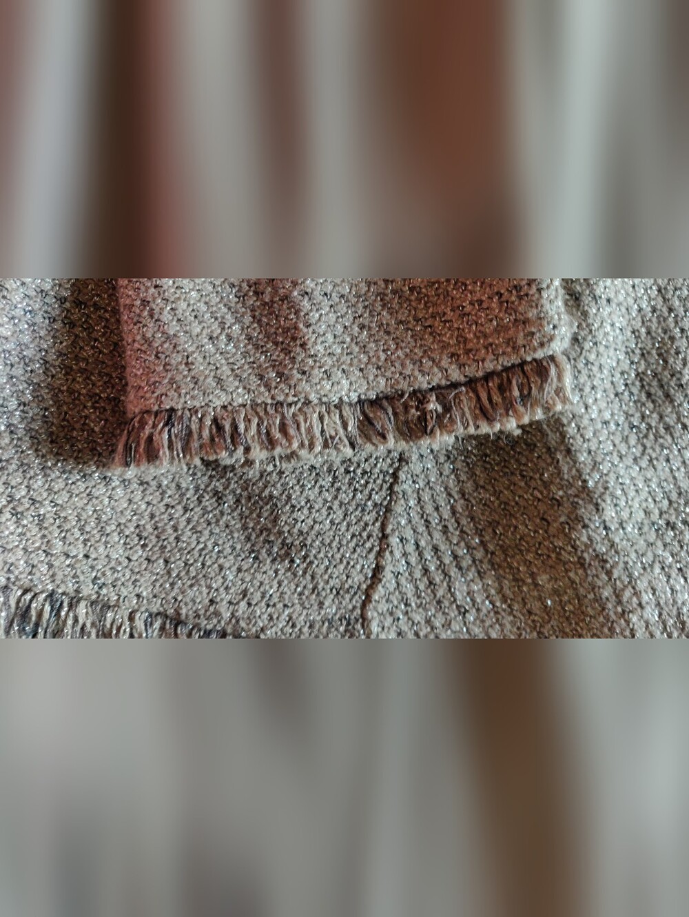 Chico's Shimmery Taupe Tweed Frayed-Edge Faux Double-Breasted Blazer - Picture 7 of 16